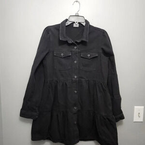 By together women's denim mini shirt dress size M black button down with…